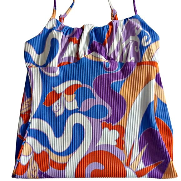 Forever 21 Bodycon Retro Swirl Psychedelic Dress SMALL SOFT! Adjustable Rave - Picture 6 of 9